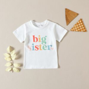 Kids Toddler Girls Casual Cute Alphabet Short Sleeve Round Neck T-Shirt
