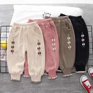 Kids Toddler Girls Autumn Winter Fashion Casual Bow Corduroy Pants