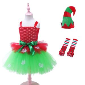 Kids Toddler Girls Fashion Party Cute Christmas Hat Socks Party Tutu Dress Sets