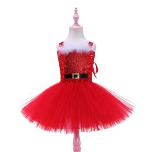 Kids Toddler Girls Fashion Party Cute Christmas Sequins Strap Party Tutu Dress