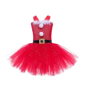 Kids Toddler Girls Cute Christmas Cami Tube Party Tutu Dress