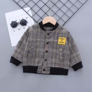Kids Label Design Striped Single-breasted Coat