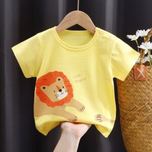Kids Baby Toddler Boys Girls Casual Cute Cartoon Print Short Sleeve Round Neck T-Shirt