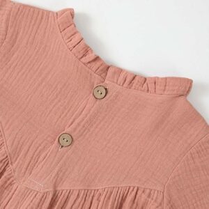 Kids Toddler Girls Spring Autumn Fashion Casual Solid Color Ruffled Round Neck Long Sleeve Dress