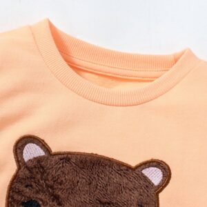 Kids Toddler Big Girls Spring Autumn Fashion Casual Cute Cartoon Bear Embroidery Sequins Round Neck Sweatshirts