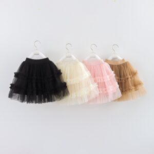 Children Kids Baby Fashion Girls Solid Color Mesh Tutu Skirt