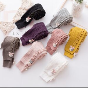 Kids Toddler Girls Spring Autumn Fashion Casual Solid Color Basic Cartoon Rabbit Knitted Cotton Leggings Pants