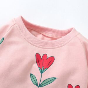 Kids Toddler Big Girls Summer Fashion Casual Sweet Cotton Solid Color Floral Round Neck Long Sleeve Dress