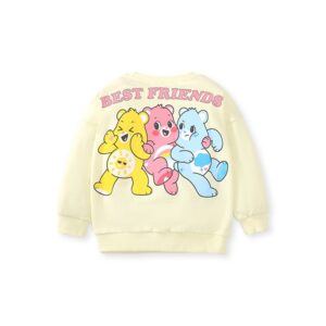 Kids Toddler Big Girls Spring Autumn Fashion Casual Solid Color Letter Cartoon Bear Sweatshirts