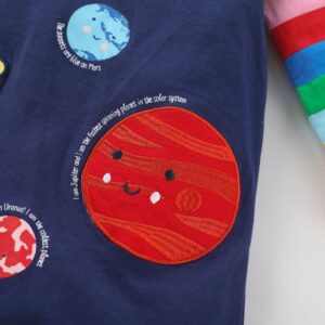 Kids Toddler Big Girls Spring Autumn Fashion Leisure Planet Round Neck Rainbow Sleeve Dress