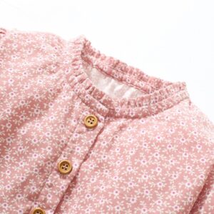 Kids Toddler Big Boys Spring Autumn Fashion Casual Cute Tiny Flower Round Neck Button Long Sleeve Dress