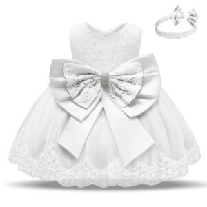 Kids Toddler Girls Summer Fashion Party Cute Sweet Color Matching Solid Color Big Bow Pleated Sleeveless Crochet Hollow Out Lace Mesh Party Tutu Dress