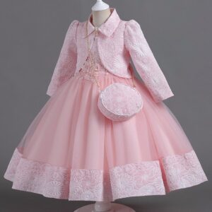 Kids Toddler Girls Summer Fashion Party Cute Sweet Solid Color Mesh Embroidery Pleated Sleeveless Party Tutu Dress