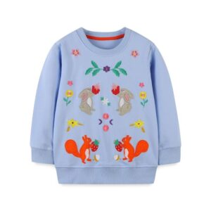 2023 Spring And Autumn Children's Sweater Baby Girl Knitted Cotton Cartoon Embroidered Pullover Mixed Batch
