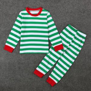 Kids Toddler Girls Boys Autumn Winter Fashion Casual Christmas Cotton Stripe Round Neck Long Sleeve Trousers Set