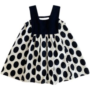 Kids Toddler Girls Summer Fashion Casual Cute Stitching Polka Dot Square Neck Sleeveless Dress