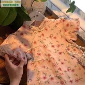 Kids Toddler Girls Summer Fashion Casual Cute Cheongsam Flounced Floral Dress