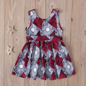 Kids Toddler Girls Summer Fashion Casual Color Matching Geometric Striped Bohemian Vest Dress