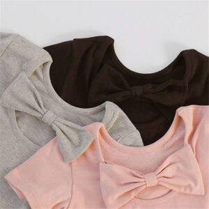 Girls Backless Bow Decoration T-Shirt