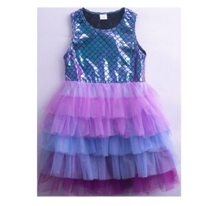 Kids Toddler Girls Summer Fashion Party Fish Scale Textured Mesh Sleeveless Dress