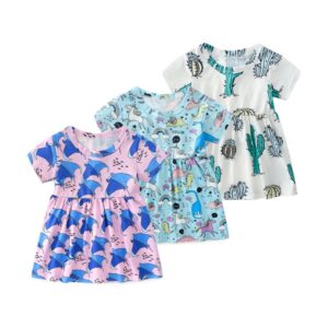 Kids Toddler Girls Summer Cute Cartoon Animal Print Dress