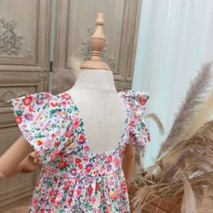 Kids Toddler Girls Summer Tiny Flower V-Neck Sweet Ruffle Dress