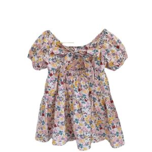 Kids Toddler Girls Summer Fashion Backless Tie Tiny Flower Princess Dress