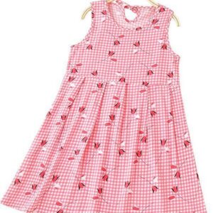Kids Big Girls Summer Cute Floral Round Neck Print Dress