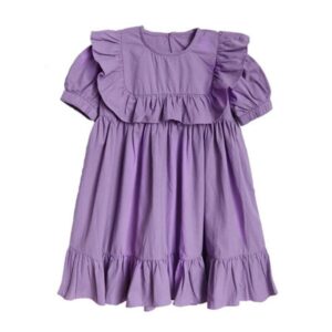 Girls Sweet Short Sleeve Ruffle Dresses