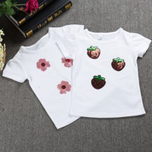 Children Kids Baby Fashion Girls Boys Casual Basic Short Sleeve Sequin Cartoon T-Shirt