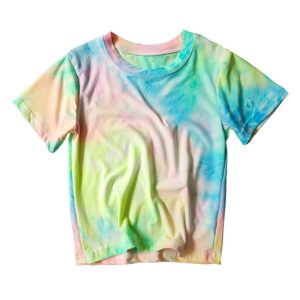 Children Kids Baby Fashion Girls Boys Short Sleeve Tie Dye Print T-Shirt