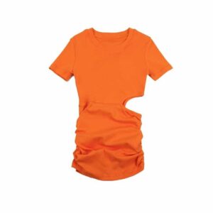 Children Kids Baby Fashion Girls Short Sleeve Solid Color Slim Dress