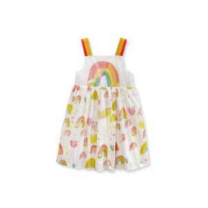 Children Kids Baby Fashion Girls Sleeveless Rainbow Printing Sling Princess Dress