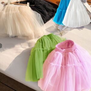 Children Kids Baby Fashion Girls Solid Color Tutu Mesh Skirt