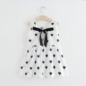 Children Kids Baby Fashion Girls Solid Color Print Backless Sleeveless Princess Dress