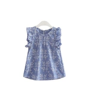 Children Kids Baby Fashion Girls Ruffle Sleeve Flower Print Top