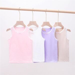 Children Kids Baby Fashion Girls Casual Basic Solid Color Lace Sleeveless Sling Vest Top
