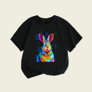 Children Kids Baby Fashion Girls Boys Casual Basic Cartoon Bunny Print Short Sleeve T-Shirt