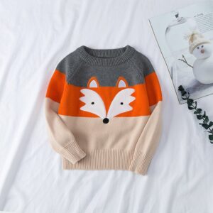 Children Kids Baby Fashion Girls Boys Casual Basic Long Sleeve Fox Pullover Knitted Sweater