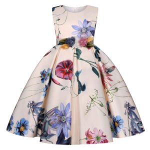 Children Kids Baby Fashion Girls Princess Sleeveless Floral Retro Print Party Dress