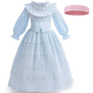 Children Kids Baby Fashion Girls Princess Long Sleeve Solid Color Party Cosplay Dress