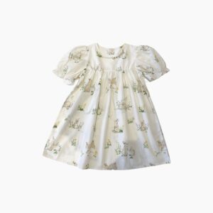 Children Kids Baby Fashion Girls Short Sleeve Rabbit Bunny Print Sweet Princess Dress