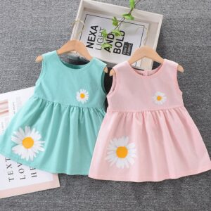 Children Kids Baby Fashion Girls Sleeveless Flower Print Dress