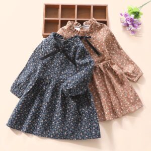 Children Kids Baby Fashion Girls Long Sleeve Flower Print Cute Dress