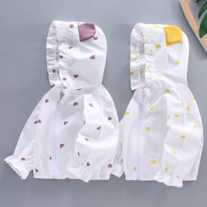 Children Kids Baby Fashion Girls Long Sleeve Cartoon Heart Print Casual Hooded Zipper Jacket