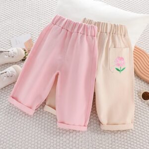 Children Kids Baby Fashion Girls Casual Basic Flower Loose Pants
