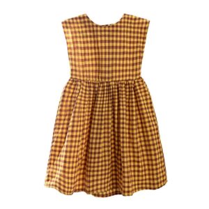 Children Kids Baby Fashion Girls Casual Basic Sleeveless Plaid Print Dress