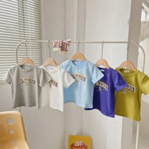 Children Kids Baby Fashion Girls Boys Casual Basic Short Sleeve Letter Print T-Shirt