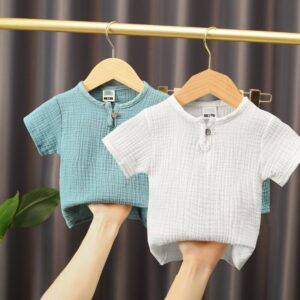 Children Kids Baby Fashion Girls Boys Casual Basic Short Sleeve Solid Color T-Shirt