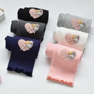 Children Kids Baby Fashion Girls Casual Basic Heart Flower Thin Leggings Pants